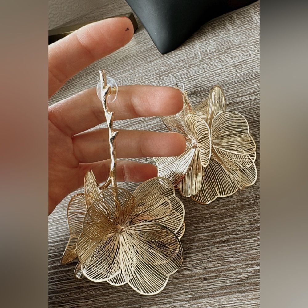 Statement Flower Drop Earringsa591 - image 4